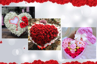 Valentine Heart Shaped Roses Baskets